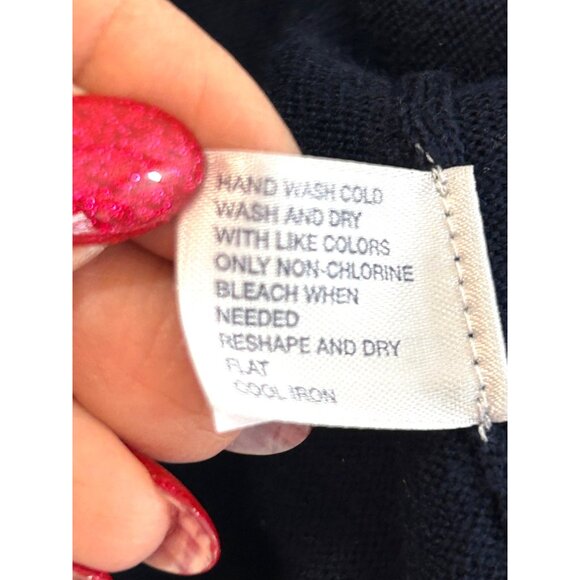 Gap Men’s Sweater M Navy Blue Vintage Long Sleeve V-Neck Classic Preppy Casual - Picture 4 of 11